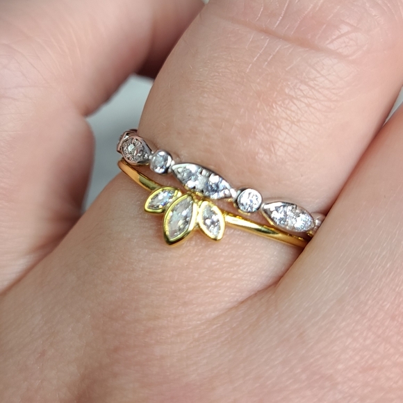 925 Sterling Silver Yellow Gold Cubic Zirconia - Picture 7 of 16